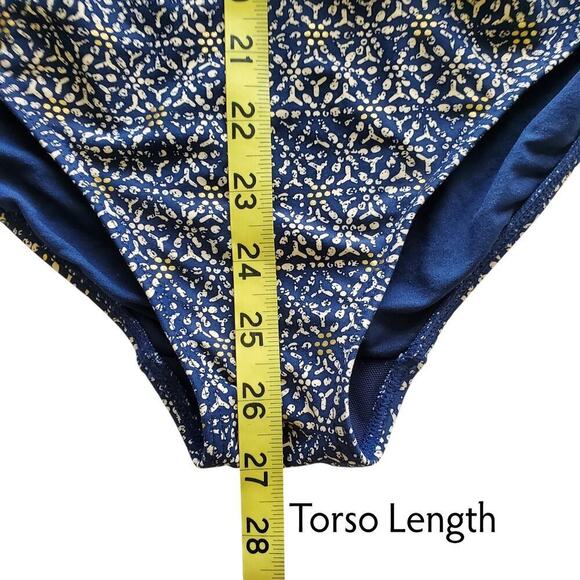 Bond-Eye Australia Nip Tuck Tummy Control Navy Gold Print Swimsuit 12 D/DDD - Picture 13 of 16